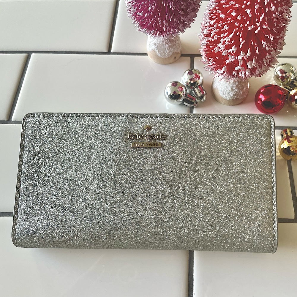 Kate Spade Silver Glitter Bifold Wallet/Clutch